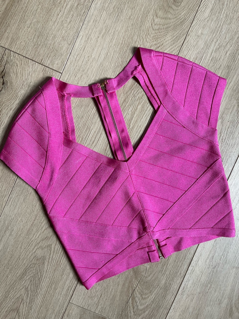 bebe Hot Pink Bandage Crop Top with Back Cutout